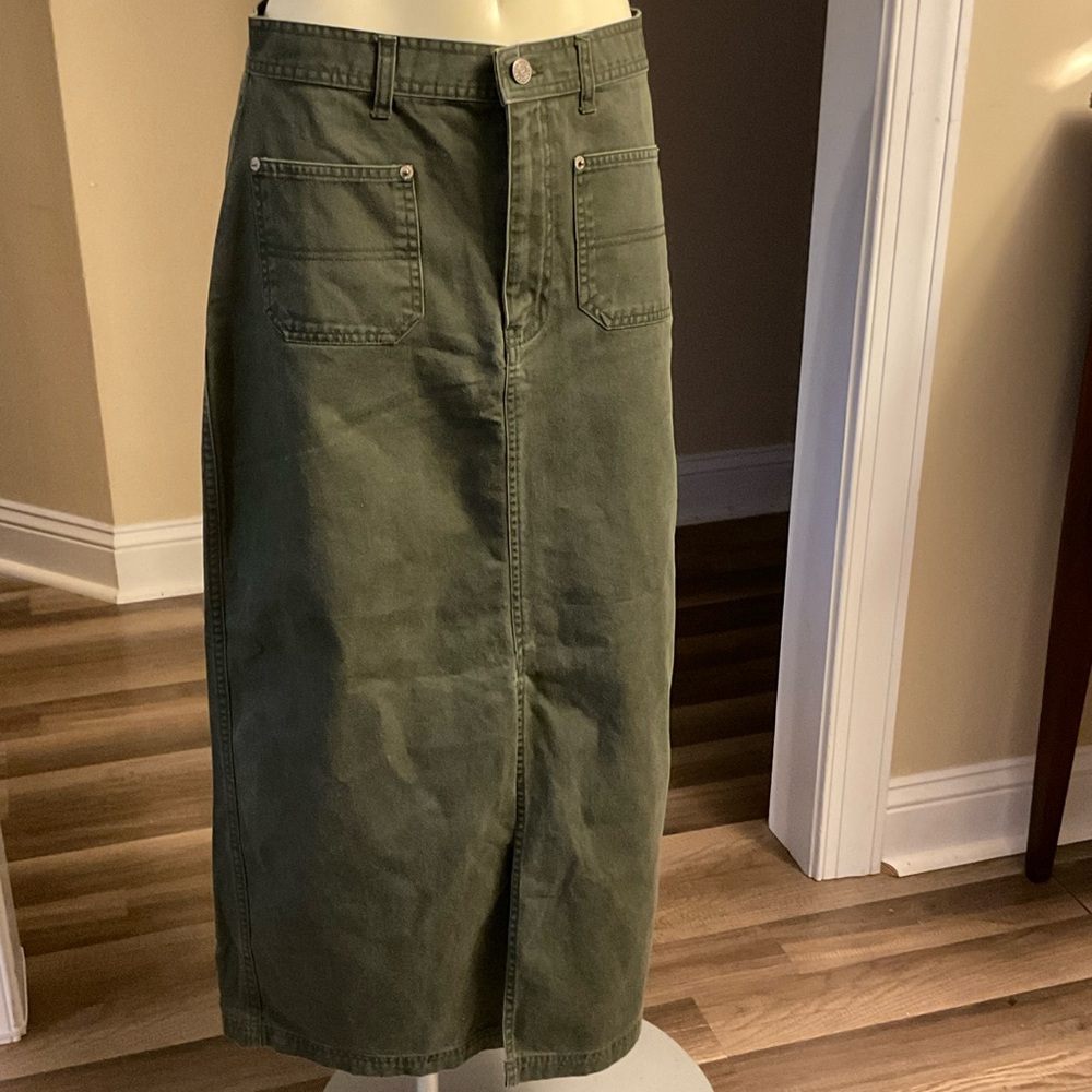 Bill Blass Olive Green Maxi Skirt
